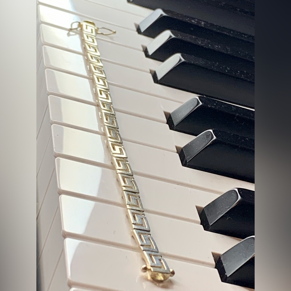 825 Silver Greek Key Bracelet - approx 7.5 Inches